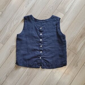 Cut Loose Dark Blue Linen Shell